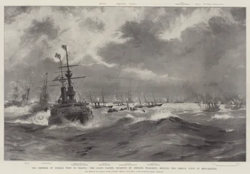 La Visita del Emperador de Rusia a Francia, los Yates del Zar, escoltados por Buques de Guerra Ingleses, encontrándose con la Flota Francesa en el Canal